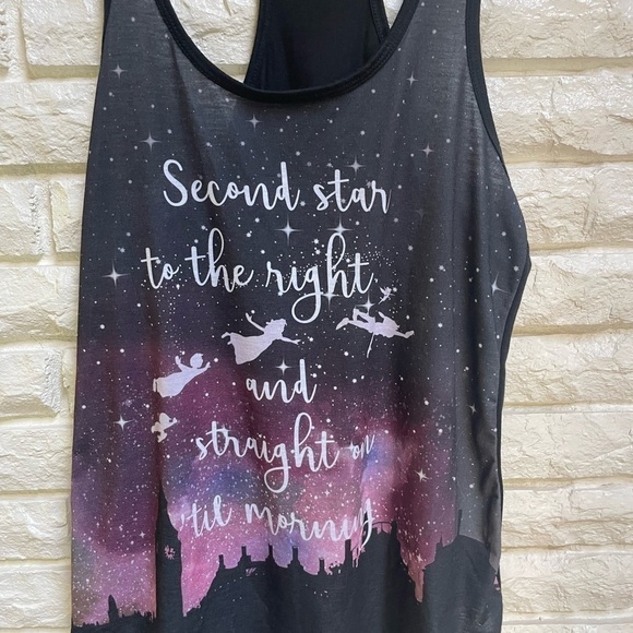 Disney Peter Pan Second Star to the Right Straight on 'til Morning tank top M - Picture 3 of 3